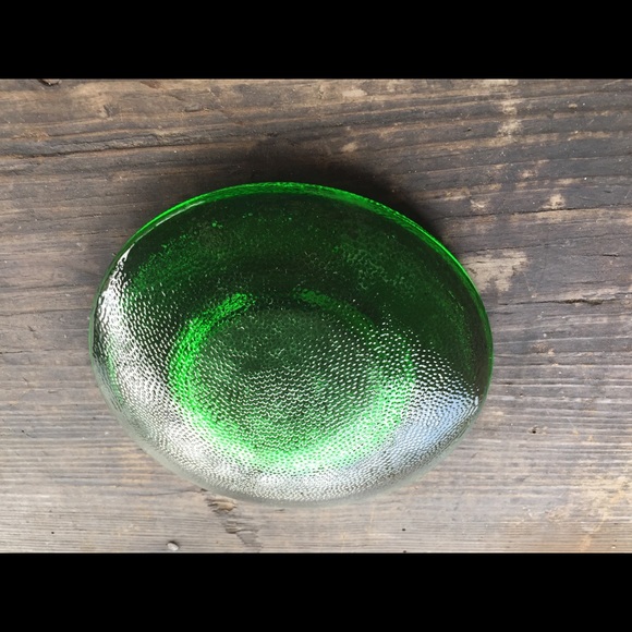 MCM Disc Shape Green Glass Stipled Candleholder - Picture 5 of 11